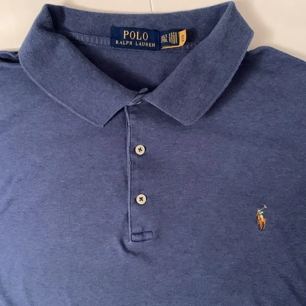 Polo Ralph Lauren Cotton Men's Navy Blue Shirt Logo Pony Polo Size 2XL